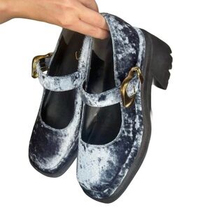 Circus NY by Sam Edelman Crushed Blue Velvet Mary Janes Size 7.5
